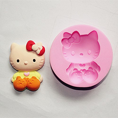Longzang Hello Kitty Art Deco silicona para piruletas de azúcar Craft DIY NY Cake arcilla de decoración de pasteles