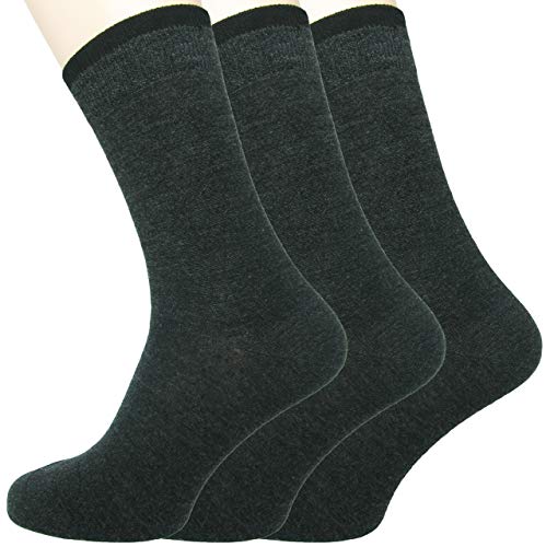 Loonysocks, 3 pares de nuestros mejores calcetines de ejecutivo confeccionados con lana de merino de Ascona súper suave, calcetines de caballero (Gris oscuro, 43-46)
