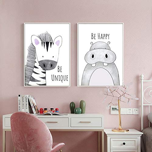 Lorcoo Cuadros Infantiles, Juego de 3 pósteres para habitación de bebé laminas para cuadros infantiles animales, DINA4 sin marco, Decoración para niñas y niños