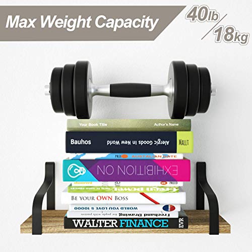 Love-KANKEI® Estantes de Pared Juego de 3 Estantes Flotante Madera y Hierro Carga Máxima 20 Kg para Sala de Estar Oficina de Oficina Cuarto de baño o Cocina