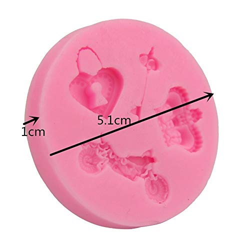 Lovelegis Molde de Silicona para Uso alimentario - SA152 - Corona - Candado - Llave - Moto - Pasta de azúcar - Fondant - Tarta - Pancake - Muffin - Decoraciones - Cocina
