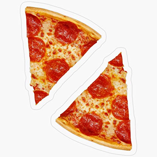 Lplpol Vinilo adhesivo – Pepperoni Pizza Slices × 2 – Divertido calcomanía o portátil, teléfono, coches, botellas de agua 5.5 pulgadas
