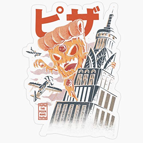 Lplpol Vinilo adhesivo – Pizza Kong – Divertido calcomanía o portátil, teléfono, coches, botellas de agua 5.5 pulgadas