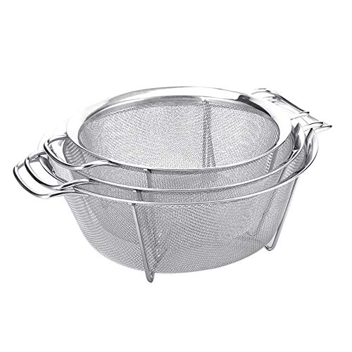 LPxdywlk Acero Inoxidable Malla Fina Lavado Arroz Colador Frutas Tamiz Vegetal Colador Práctico para la Familia Silver 20cm