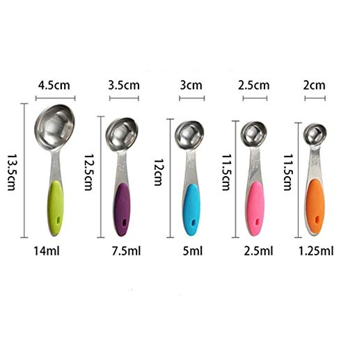 LQH 5pcs Digital Cuchara dosificadora de Acero Inoxidable, for Trabajo Pesado de medición Cuchara cucharadita de bicarbonato de Utensilios Set y Suministros 0630