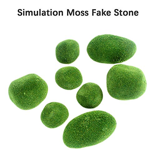 LQKYWNA 8pcs Artificial Musgo De Las Rocas De Color Verde Musgo Bolas Decorativas De Imitación De Piedras Cubierto del Ornamento por Llenador del Florero Hada del Jardín