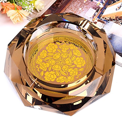 LT Carlos cenicero cortavientos cenicero de cristal y de vidrio couvre-cirage interior y exterior (oro), 20 cm