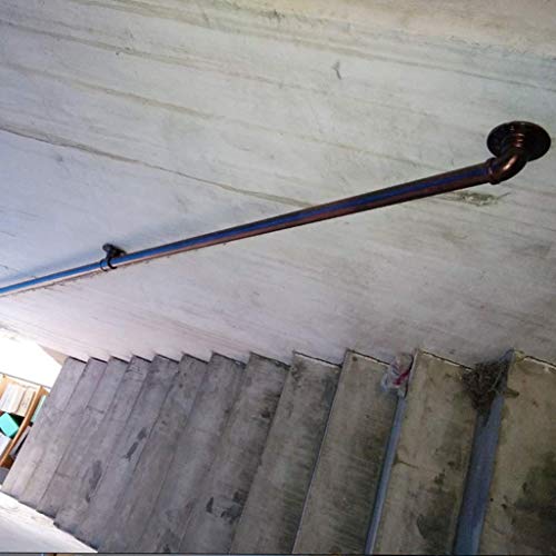 LTFS Tirador de Puerta de Tubo Industrial, barandillas de Escalera, barandilla, Barra de Agarre, Barra de Toalla, barandilla de Hierro Fundido rústico Antiguo - Negro Mate