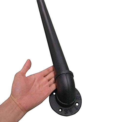 LTFS Tirador de Puerta de Tubo Industrial, barandillas de Escalera, barandilla, Barra de Agarre, Barra de Toalla, barandilla de Hierro Fundido rústico Antiguo - Negro Mate