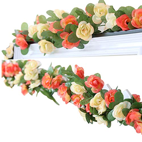 LumenTY 2 Paquetes 2.5 m Artificial Flor Vid Flores Artificiales Rosas Seda Flor Falsa Decoración Hotel Oficina Jardín Familia Fiesta Boda Festival Artesanía Arte Decoración - Champán