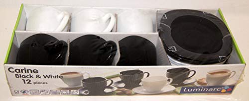 Luminarc 22 Cl Carine Blanco Y Negro Conjuntos de Taza y platillo, Centimeters