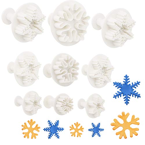 LUTER 9 Piezas de Cortadores de Galletas de Copo de Nieve Navideño, Molde para Tartas para Decorar Fondant, Herramienta para Grabar en Relieve, 3 Tamaños