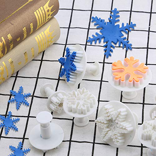 LUTER 9 Piezas de Cortadores de Galletas de Copo de Nieve Navideño, Molde para Tartas para Decorar Fondant, Herramienta para Grabar en Relieve, 3 Tamaños