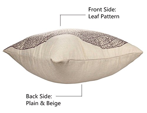 Luxbon Conjunto de 4 Funda de Cojín 45x45cm Almohada Vena de Hoja Lino Duradero Decoración para Sofá Cama Coche Regalo del día de la Madre 18x18