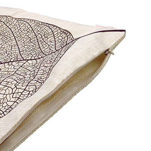 Luxbon Conjunto de 4 Funda de Cojín 45x45cm Almohada Vena de Hoja Lino Duradero Decoración para Sofá Cama Coche Regalo del día de la Madre 18x18