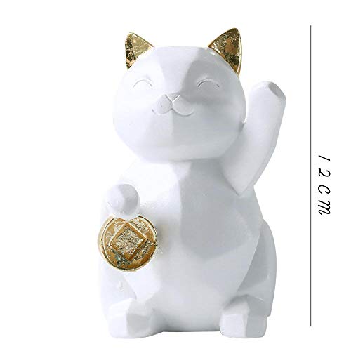 Luxdeoo Escultura Figuritas Decorativas Estatuas Decoración Creativa Gato Resina Joyería Gato Caja Registradora Cafetería Salón Muebles De Dormitorio - Blanco B