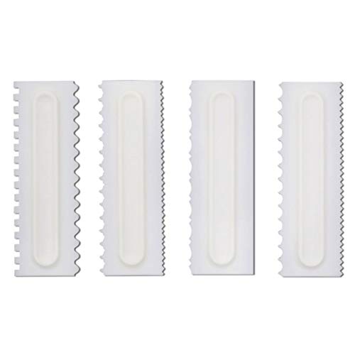 LXCDCH Espátula de Mantequilla de plástico, espátula de Crema Multifuncional rallador de Queso de Cocina Herramienta de decoración de Pasteles Zigzag 4 Modelos Diferentes para cocinar y Revolver 4pcs