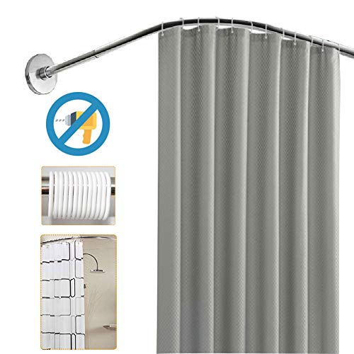 LXYYSG Barras para Cortina de Ducha, Barra para Cortina de Ducha Extensible Tipo L de Acero Inoxidable para BañO BañEra Tienda de Ropa Etc Plateado