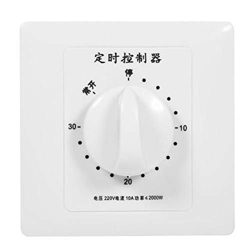 lyrlody Interruptor de Temporizador AC 220V 50Hz, Interruptor de Cuenta Atrás de Tiempo Eléctrico para Hogar (30 Minutos)