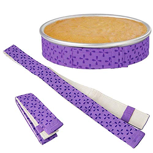 LYTIVAGEN 2 PCS Tiras de Repostería para Hornear, Cinturón de Algodón Grueso para Bandeja de Horno, Tiras Super Absorbente para Tartas, Reposterías, Pasteles, Galletes (Violeta)