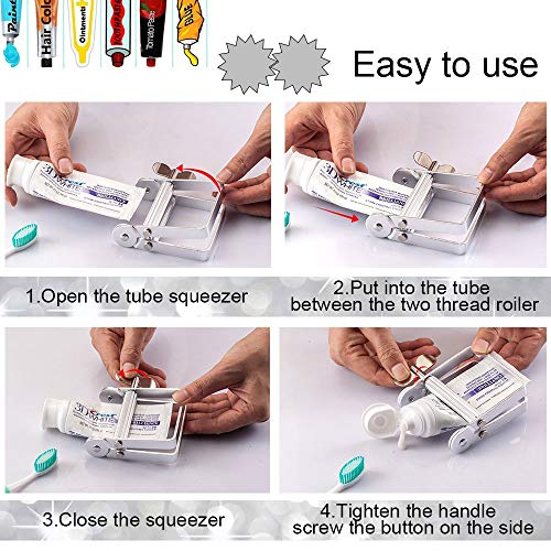 LYTIVAGEN Exprimidor de Tubos Metálico, Dispensador de Pasta Dental, Apretadores de Tubos para Pasta de Dientes, Pintura, Crema de Manos, Crema de Pelo