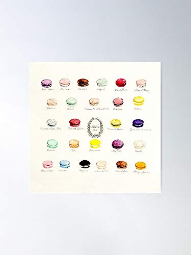 Macaron Laduree Cookies Sweets Menu French Macaroons Dessert Regalo para la decoración del hogar Wall Art Print Poster 11.7 x 16.5 inch