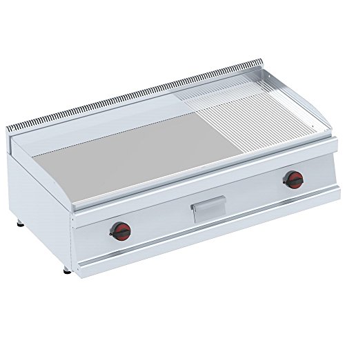 Macfrin 3011M Plancha Eléctrica Parcialmente Acanalada de Cromo Duro 120X60