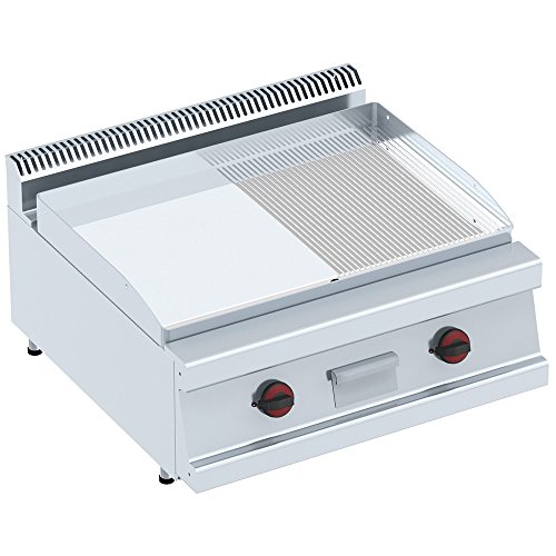 Macfrin 3656S Plancha Frytop Parcialmente Acanalada de Cromo Duro Eléctrica 80X90