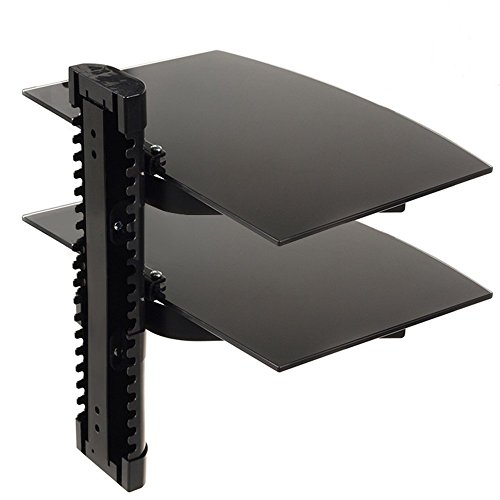 Maclean MC-662 - Soporte de Pared para Reproductores de DVD y receptores (2 estantes), Color Negro