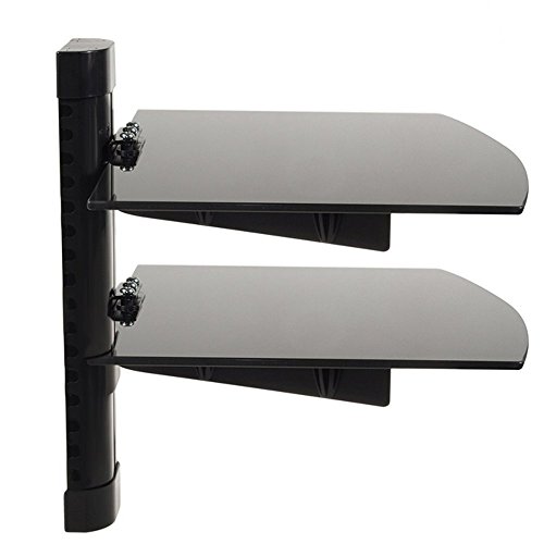 Maclean MC-662 - Soporte de Pared para Reproductores de DVD y receptores (2 estantes), Color Negro