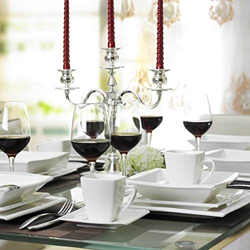 MALACASA, serie Blance, 60 PCS Vajillas de Porcelana Servicio de Cena con 12 Tazas de café, Platillos, Platos de Postre, Platos de Sopa y Platos Vajillas para 12 Personas