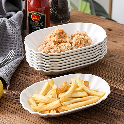 Malacasa, serie regular,8 piezas cuencos de porcelana, incluye 8 tazones grandes de papas fritas plato de salchichas, bandejas para postres, patatas fritas, aperitivos