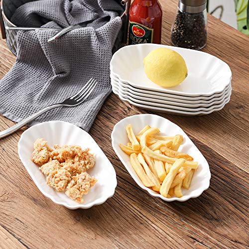 Malacasa, serie regular,8 piezas cuencos de porcelana, incluye 8 tazones grandes de papas fritas plato de salchichas, bandejas para postres, patatas fritas, aperitivos