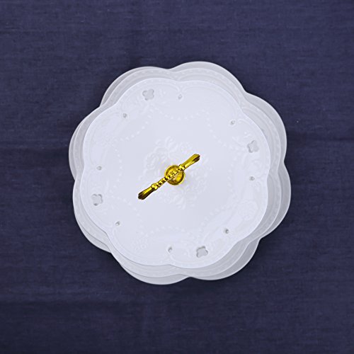 MALACASA serie Sweet.Time, Bandejas para Tartas, Vajilla de Porcelana 3 Capas de Placas, (6" 8" 10") El Colgante de Oro para Postres, Frutas, Magdalenas，Color Blanco