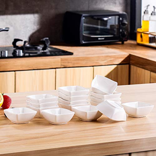 MALACASA, Series Ramekin, 12 Piezas Juego de Vajilla (9,5 * 6 * 5,5 cm) Cuenco de Postre Porcelana Snack Aperitivo Cuencos Salsa