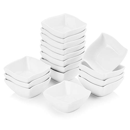 MALACASA, Series Ramekin, 12 Piezas Juego de Vajilla (9,5 * 6 * 5,5 cm) Cuenco de Postre Porcelana Snack Aperitivo Cuencos Salsa