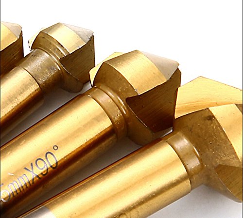 Malayas® Avellanadores HSS 90º Juego de 6Pzas Brocas Avellanadoras Enchapado de Titanio de Ø 6.3mm 8.3mm 10.4mm 12.4mm 16.5mm 20.5mm con 3 Alas de Corte, para Madera Metal Aluminio