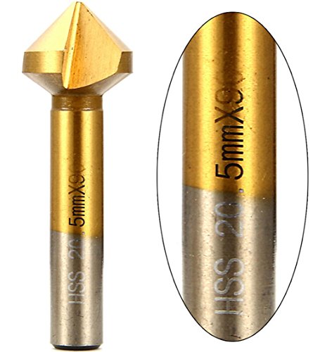 Malayas® Avellanadores HSS 90º Juego de 6Pzas Brocas Avellanadoras Enchapado de Titanio de Ø 6.3mm 8.3mm 10.4mm 12.4mm 16.5mm 20.5mm con 3 Alas de Corte, para Madera Metal Aluminio