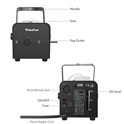 Máquina de humo, Theefun Máquina de niebla de Halloween Máquina de CO2 portátil control remoto inalámbrico para Varios Festivales Party Bar Disco Clubs Escena de la Boda