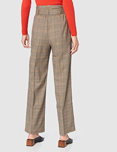 Marca Amazon - find. Pantalón de Cuadros con Cintura de Fuelle para Mujer, Negro (Black), 40, Label: M