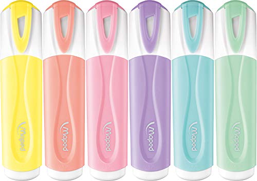 Marcador fluorescente COLORES pastel blíster 6 colores, Maped 742558