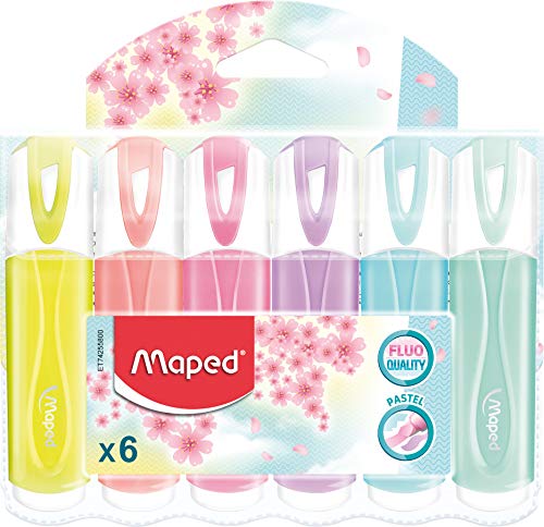 Marcador fluorescente COLORES pastel blíster 6 colores, Maped 742558
