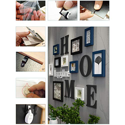 Marcos de fotos Collage de marco de foto Madera de combinación de madera sólida marco de foto marco pared de fondo creativo decoración de pared (Color : Azul)