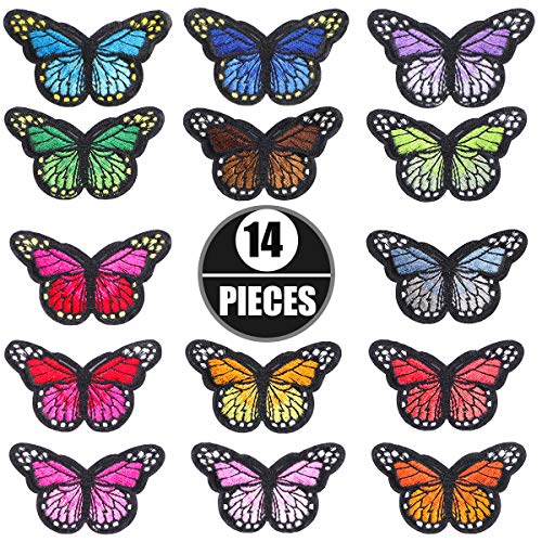 Mariposa Parches Bordados Apliques Pegatinas Bordados para Ropa DIY Accesorios Decorativos para Planchar y Coser Para Decoración de Camisetas Chaquetas Zapatos Gorras (14 Pcs Multicolor)