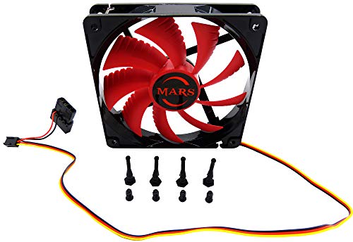 Mars Gaming MF12, Ventilador para Caja PC Gaming, Iluminación LED, Negro/ Rojo