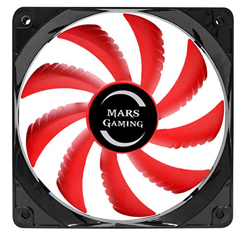 Mars Gaming MF12, Ventilador para Caja PC Gaming, Iluminación LED, Negro/ Rojo
