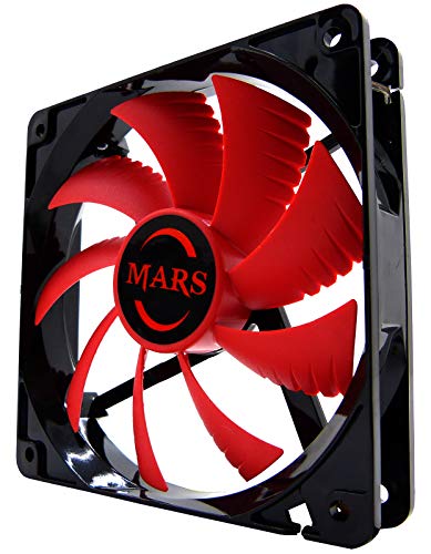 Mars Gaming MF12, Ventilador para Caja PC Gaming, Iluminación LED, Negro/ Rojo