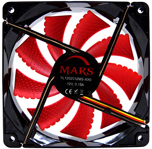 Mars Gaming MF12, Ventilador para Caja PC Gaming, Iluminación LED, Negro/ Rojo