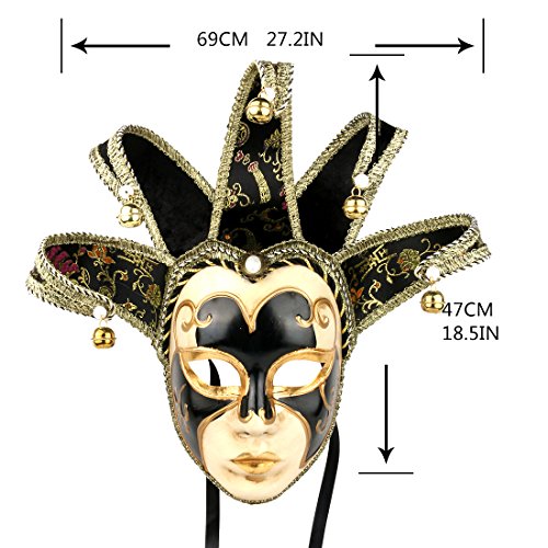 Máscara veneciana de bufón, estilo vintage para disfraz de Halloween, cosplay, para fiestas, bailes de graduación, Carnaval, bodas, decoración de pared, de Yufeng.