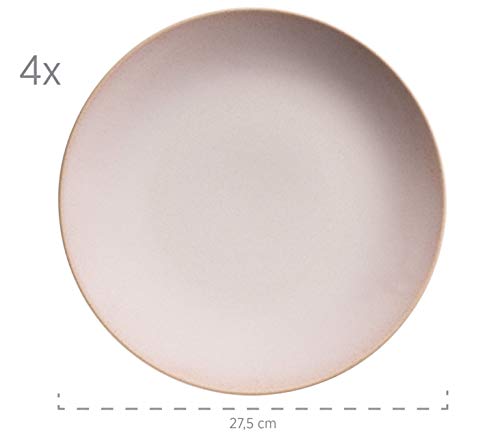 MÄSER 931545 Ossia - Vajilla para 4 personas (porcelana, 16 piezas), diseño mediterráneo, color rosa